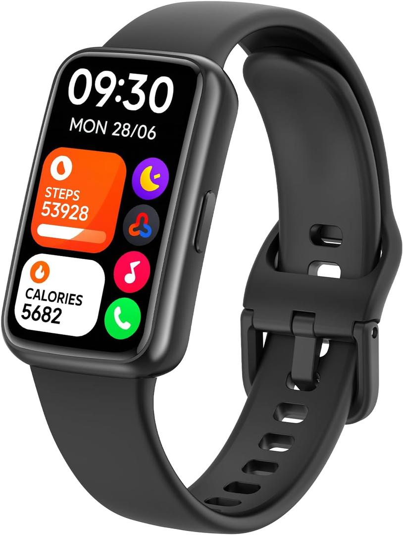 Fitness Tracker Smart Watch for Men Women, 1.47" HD with Bluetooth, 24/7 Heart Rate & Blood Oxygen Monitor, Sleep & Step Counter, 100+ Sports Modes, IP68 Waterproof, Compatible with Android iOS (Black)