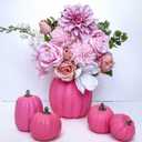 6 Pcs Assorted Sizes Hot Pink Artificial Pumpkins Fall Decorative Pumpkins Deep Pink Foam Pumpkins for Gifts Fall Halloween Thanksgiving Wedding Baby Shower Farmhouse Table Centerpiece Mantel Decor