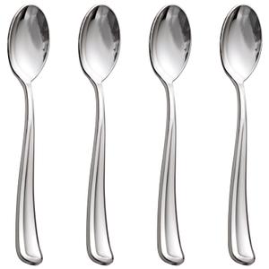 WDF 100 Pack Silver Plastic Spoons Disposable - 6.9 Inch Silver Spoons Heavy Duty Plastic Spoons, Modern Silver Disposable Spoons Perfect for Party Wedding Baby Shower Spring