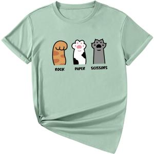 SOLY HUX Girl's Graphic Tees Cute Cartoon Print T Shirts Crew Neck Short Sleeve Summer Tops Green Cartoon 9Y