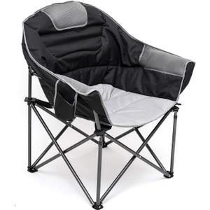SUNNYFEEL Oversized Camping Chair Heavy Duty 500 LBS Portable Folding Chairs Black Large Sofa Chair for Beach, Trip, Picnic, Lawn, Outdoor Camp Chair for Adults & Carry Bag