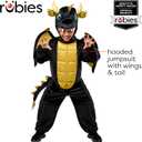 Rubies Black Dragon Comfywear Hooded Jumpsuit for Kids, Unisex S/M, Small-Medium (Black, S)
