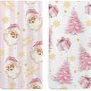 nvucamd Pink Santa Christmas Kitchen Towels Set of 2, Preppy Christmas Tree Decor Hand Towels for Bathroom, Pink Xmas Snowflake Dish Tea Towel for Kitchen, Preppy Girly Bathroom Decor, 16x24 Inch