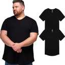 STRONGSIZE V-Neck T-Shirts for Men  Big and Tall Mens Stretch T Shirt (X-Large, 2 Pack Black / Black)