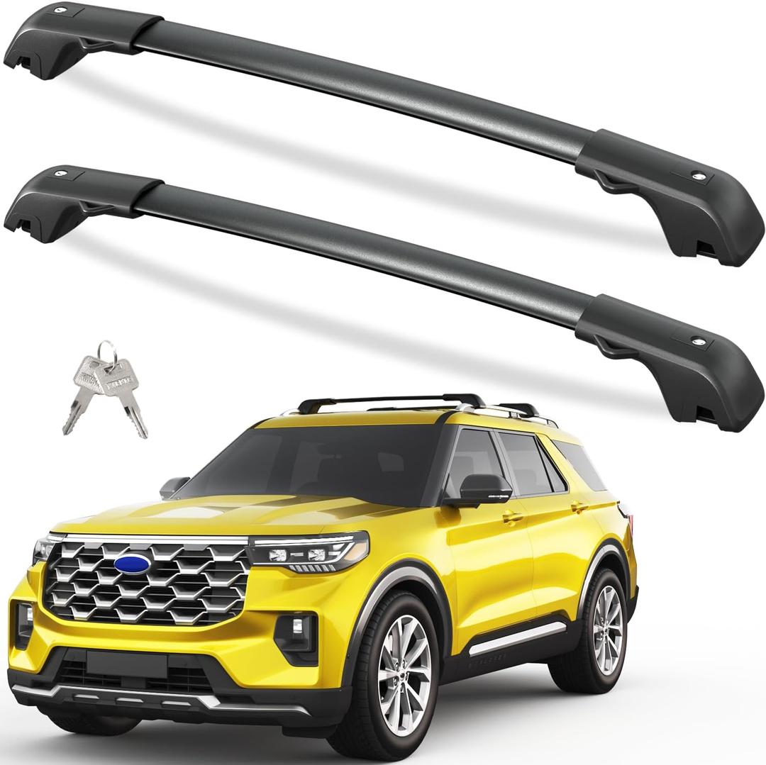 Tuyoung 300lbs Lockable Roof Rack Cross Bars Compatible with Ford Explorer 2020-2026, Heavy Duty Aluminum Anti-Theft Metal Lock Roof Rails Crossbars Rooftop Cargo Bars Luggage Racks Carrier