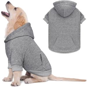 Dog Sweaters for Small Dogs,Dog Hoodie Sweater Solid Soft Brushed Fleece Clothes Pet Hoodie Sweatshirt with Pocket(Grey-S)