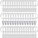 44 Pack Metal Curtain Rings with Clips, Drapery Clips with Rings, Drapes Rings 1 in I D, Fits Diameter 6/8 in Curtain Rod, White