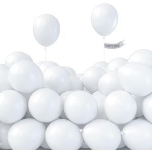PartyWoo White Balloons, 50 pcs 5 Inch Matte for Garland or Arch - Party, Wedding, Neutral Baby Shower Decorations, White-Y13