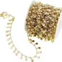 PAMIR TONG Pearl Beading Chain Beaded Rosary Link Chains for Craft DIY Bracelet, Necklace, Glass, Mask, Shoes, Clothes Decoration,Jewelry Making (CC29)