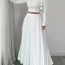 GORGLITTER Women's Flowy Ruffle Maxi Skirt High Waisted Elegant Going Out A Line Skirts (S)