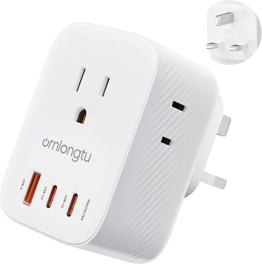 UK Adapters for Travel, US to UK Type G Plug Adapter with 20W USB-C & 3 AC Outlets, Ireland Power Adapter Converter for USA to England London Scotland British Dubai Hong Kong Singapore Qatar Kenya