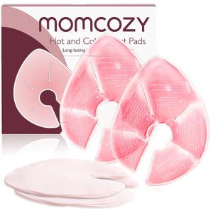 Momcozy Larger Breast Therapy Packs, Hot and Cold Breast Pads with 2 Soft Covers, Breastfeeding Essentials, 2 Pack (pink)