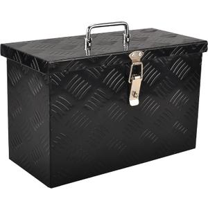 16 Inch Aluminum Truck Bed Tool Box Truck Car Outdoor Trailer Pickup Underbody Toolbox,RV Storage OrganizerTrailer Storage W/Side Handle&Lock,5 Bar Tread,Black(16"X7.5"X10")