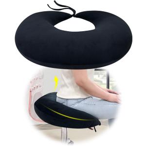 AOSSA BBL Pillow After Surgery for Sleeping, Brazilian Butt Lift Post Surgery for Sitting Driving, Booty Lumbar Seat Cushion, Hip Support for Chair Bed Donut Pillow, BBL Recovery Supplies (Black)