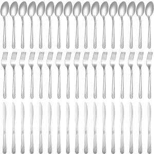 Minatee 201 Pcs Thin Silverware Set Stainless Steel Flatware Sets Service for 67 Silver Cutlery Set Serving Utensils Sits Includes Knife Fork Spoon for Kitchen Dinner Table