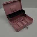 Large Locking Cash Box with Combination Lock and Money Tray, Money Box with Cash Tray, Lock Safe Box for Office Business, 11.8" x 9.5" x 3.5", Pink