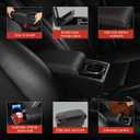 For Mitsubishi Mirage 2014-2024 Car Armrest Box Center Console Accessory Leather Arm Rest Double-Layer Storage Space with Cup Holder (Red Thread)