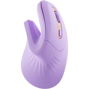 seenda Ergonomic Mouse with Jiggler - Wireless Vertical Mouse with Multi Device Connection (Bluetooth or USB), Reduces Wrist Strain, Quiet Click, Compatible with PC, Laptop, Mac, Windows (Purple)