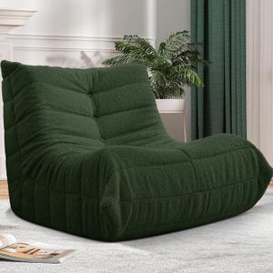 Bean Bag Chair Big Sofa Beanbag Chair for Adults Fireside Chair Bean Bag Lounger with Memory Foam Filled for Home,Apartment or Gaming Venue(Green Teddy Single)