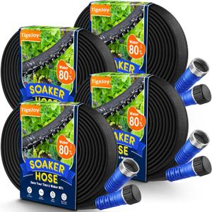 TigeJoy 200FT Flat Soaker Hose, Heavy Duty Double Layer Garden Watering Hose, Flexible Leakproof Drip Irrigation Hose for Raised Beds, Lawns & Vegetables, Save 80% Water