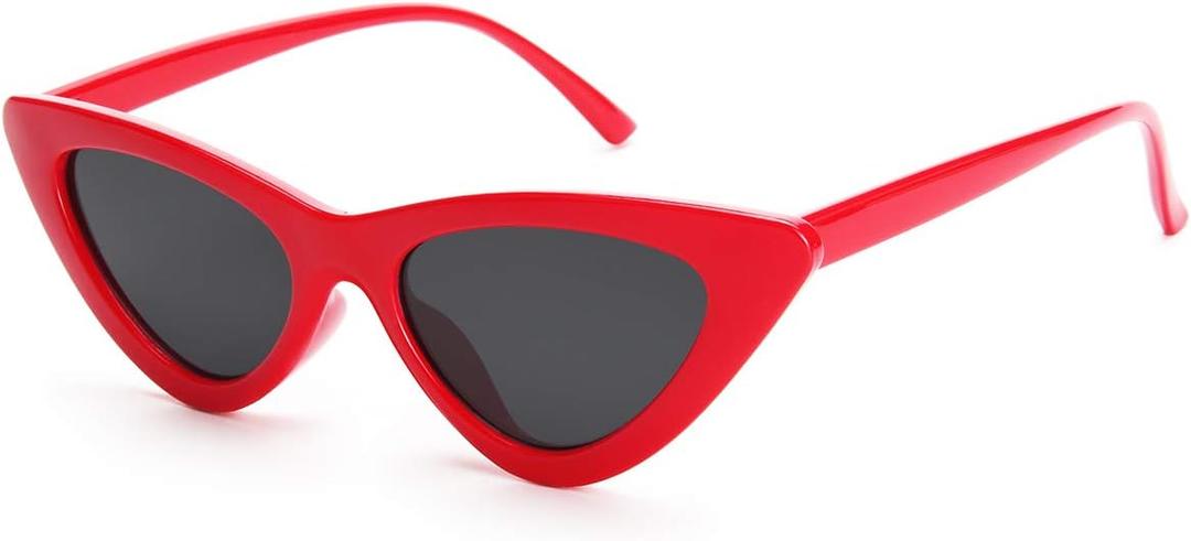 livho Retro Vintage Narrow Cat Eye Sunglasses for Women Clout Goggles Plastic Frame