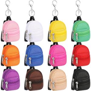 Hsei 12 Pcs Mini Backpack Keychain Bulk Mini Coin Purse Bulk Small Key Chain Lanyard Bag Cute Keychain Pouch for Women(Classic,Multcolor)