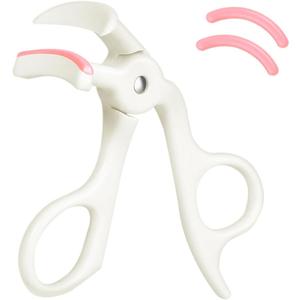 Eyelash Curler with Comfort Grip and Silicone Pad, Superior Curling Effect for Long-Lasting Lift, Includes 2PCS Silicone Replacement Pads, Easy to Use for All Eye Shapes (White)