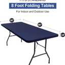 homing Rectangle Table Cloth Cover, Waterproof Polyester Elastic Fitted Tablecloth, Fits for 8 Foot Folding Tables, Washable Table Protector for Picnic, Camping, Outdoor (Navy Blue, 36" x 96")