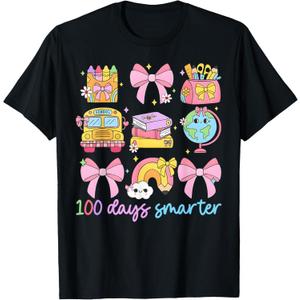 100th Day of School 100 Days Smarter Teacher Girls Kids T-Shirt, Size-S (Youth)