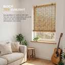 Outdoor Blinds Roman Shades for Windows Bamboo Roller Shades for Patio Porch Light Filtering Sunshade Retro Natural Reed Blinds for Outdoor Windows, Coffee, 23"W x 48"H