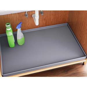FLATO Waterproof Under Sink Mat 34" x 22" Shelf Liner for Kitchen and Bathroom, Cabinet Protector, Organizers and Storage, Flexible Silicone Drip Tray