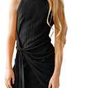 Batermoon Girls Summer Dress Kids Fashion Ribbed Knit Sleeveless Tie Twist Slim Fit Party Dresses for 5-14 Years (Black)