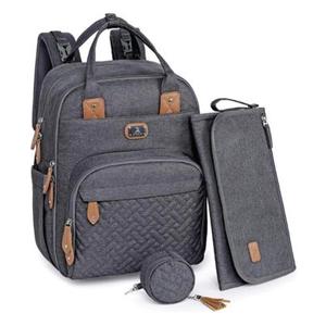 Dikaslon Large Diaper Bag Backpack with Portable Changing Pad and Stroller Straps, Khaki, Size L