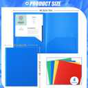 Gueevin 12 Plastic Folders with Pockets, Two Pocket Folder Fit Letter Size, Folders with 3 Prongs and 3 Hole Punch Pocket Portfolios School Business Card Holder for Home Office School