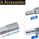 1/2" Npt High Flow Air Hose Fitting Set 5PCS Industrial Air Connect Fitting Coupler 2PCS and I/M Plug 3PCS Hose Connectors Compressor Accessories Quick Connect