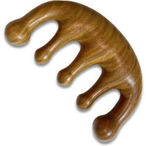 Wooden Scalp Massager - Green Sandalwood Wide Tooth Wood Therapy Massage Tool for Head Relaxation, Stress Relief & Hair Health (Funny Spa Gifts)