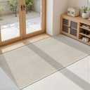 Ultra Thin Indoor Door Mat 24"x47", Washable Door Mat Indoor Entrance, Non Slip Rubber Backing Doormat Low-Profile Inside Entryway Mat, Unique Herringbone Design Entry Mat, Khaki (FOLD)