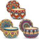 Set of 3 Small Non-Toxic Soy Scented Candles Set for Women Gift, 2.5oz Lavender Citrus and Bluebell Aromatherapy Fragrance Wax Candles in Decorative Travel Tins with Lids for Party Favors