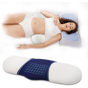 Menlo Park Lower Back Pain Relief Pillow,Memory Foam Back Waist Pillows for Bed,Lumbar Support Pillow for Sleeping,Bed Rest Pillow with Cooling Breathable Pillowcase (New Blue)