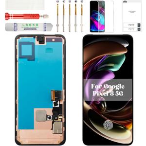 Original for Pixel 8 Screen Replacement 5g for Google Pixel 8 LCD Display for Google G9BQD Screen Touch Digitizer with Frame GKWS6 GA04851-US GZPFO GPJ41 Black (with Fingerprint Function)