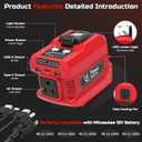 220W Power Inverter Compatible with Milwaukee 18V Battery, DC 18V to AC 110V Battery Inverter, Power Station Generator with 1 AC Outlet, 2 USB Ports & 1 Type-C Fast Charging, 400LM LED Work Light
