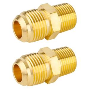 (2-Piece) Besosay Tube Fitting, Half Union Gas Adapter 1/2" Flare x 3/8" NPT Male Pipe Coupler Coupling