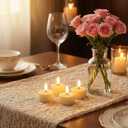 Eywamage Ivory Flameless Wax Tealights with Remote Batteries, Realistic Flickering LED Tea Votive Candles Set of 10