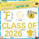 Sumind 14 Pcs Class of 2026 Pool Floating Letters, Gold Glitter EVA Foam Graduation Pool Party Decorations with Grad Cap and Beach Ball, Congrats Grad Prom Photo Props, 12 x 16 Inches