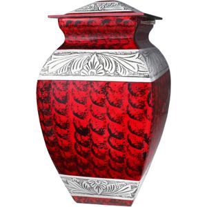 Urns for Human Ashes Adult Female & Male, Cremation Urn for Ashes for Women & Men, Funeral Urns for Burial, Decorative Square Urn for Women or Man, Red - Large Size