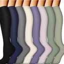 ACTINPUT 8 Pairs Compression Socks for Women & Men,Support Compression Stockings for Medical Running Athletic (Small-Medium, 024 - Black/Blue/Gray/Purple/Green)