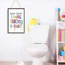 2 x Funny Kids Bathroom Wood Plaques Wall Decor,Splish Splash I was Taking a Bath Bathroom Front Door Wooden Hanging Sign for Toilet Washroom Shower Room Wall Decor 12'' L x 8'' W