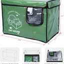 Indestructible Cat House Outdoor with Two-Sided Escape Door, Insulated and 100% Waterproof, Outside Weatherproof Feral Cat Shelter for Winter, Oxford Cloth Upgraded (Green, L)