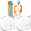 3 Pack Wipe Holder for Bathroom, Flushable Wipes Dispenser,Wall Mounted Tissue Box Holder,Self-Adhesive Wipes Container,Suitable for Bathroom, Kitchen, Bedroom, Toilet (Transparent White)