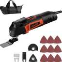 VEVOR Oscillating Tool Multitool, 4Amps Electric Oscillating Multi Tool Corded with 6 Variable Speeds 7000-19000 OPM, 3.2 Oscillating Angle, 13PCS Saw Accessories, LED Work Light & Tool Bag